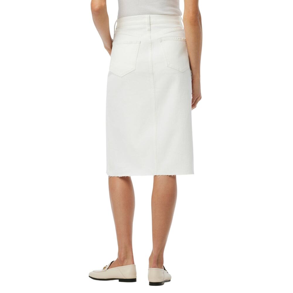 Joe’s Jeans Joplin White Denim Midi Skirt High Rise Raw Hem - Picture 3 of 7